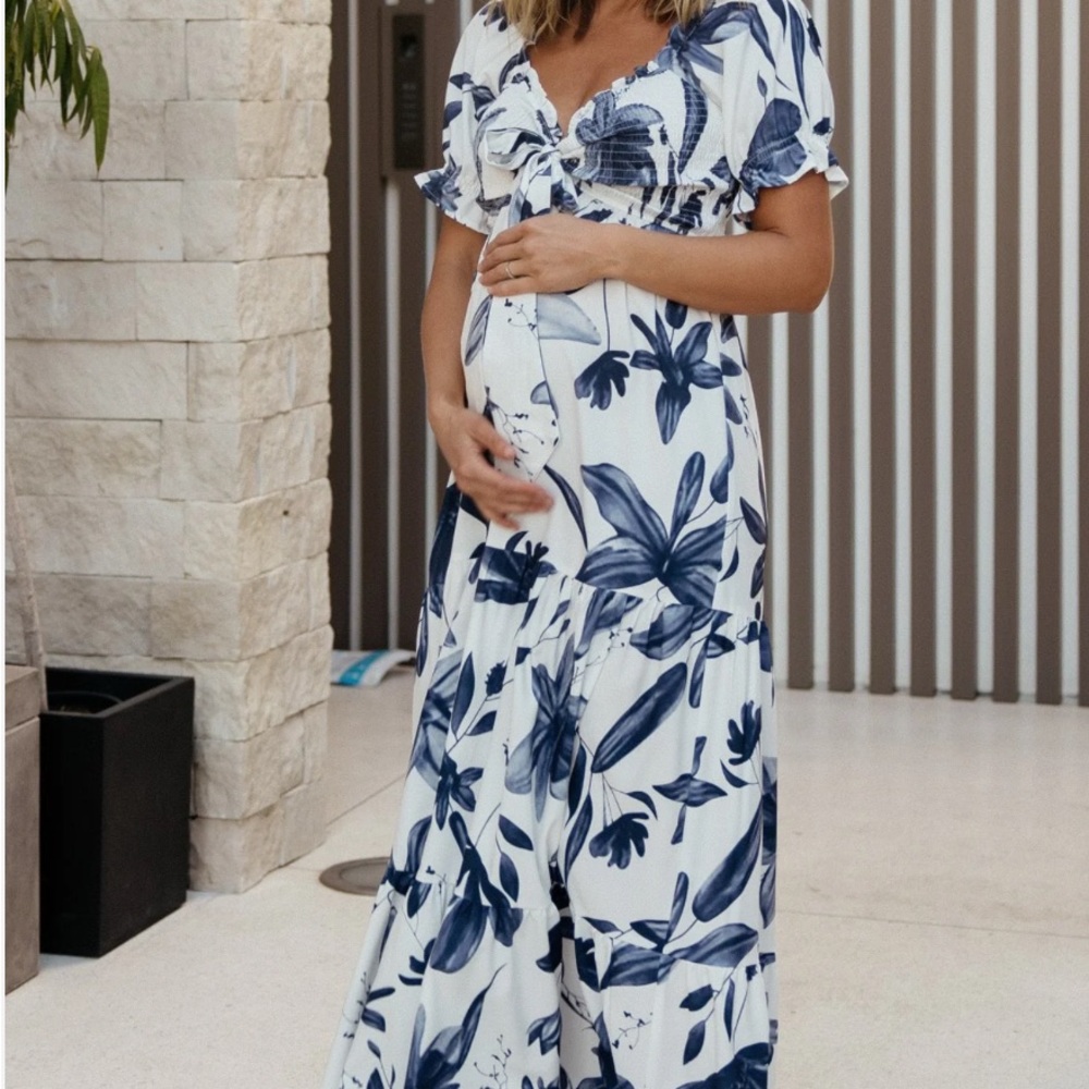 Baltic Born Navy and White Floral Maxi Dress